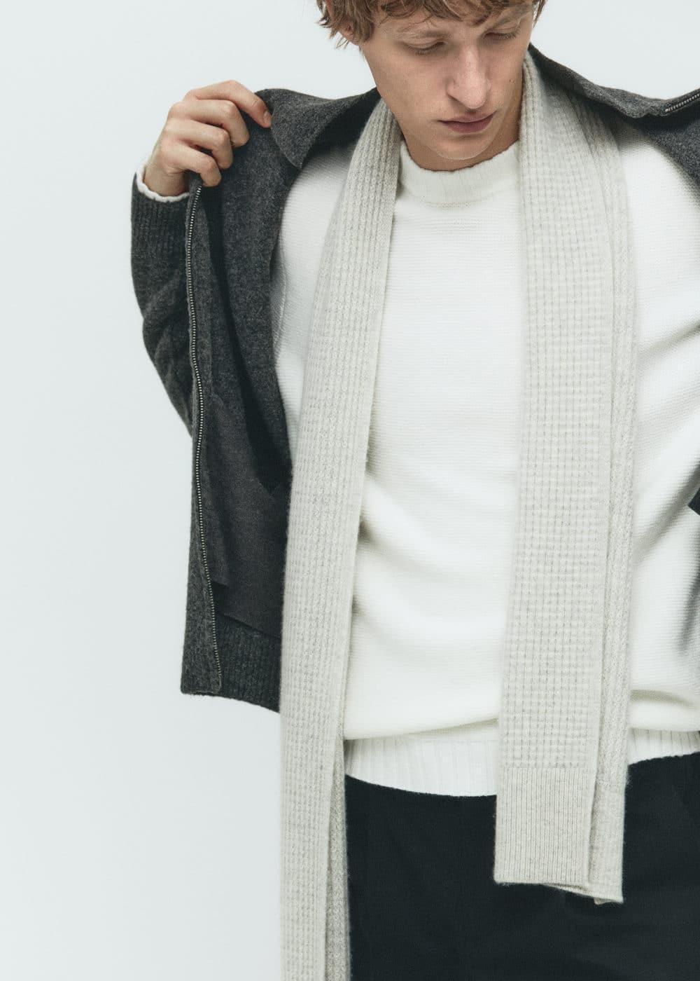 MANGO MAN - Knitted sweater with ribbed details off whiteMen Product Image