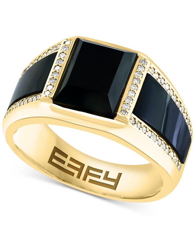 Effy Mens Onyx & Diamond (1/4 ct. t.w.) Ring in 14k Gold-Plated Sterling Silver Product Image