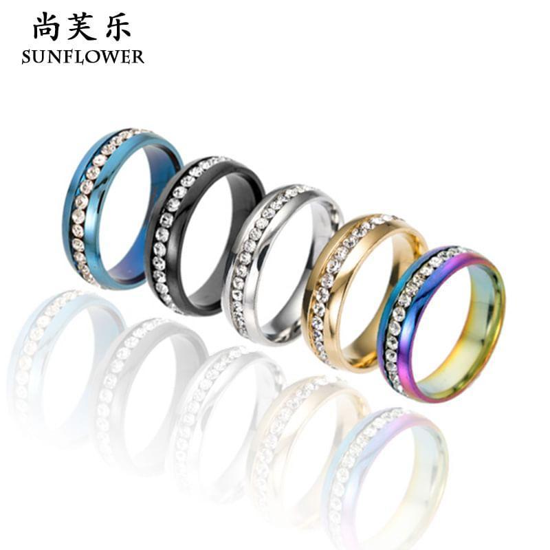 Rhinestone Stainless Steel Ring Product Image