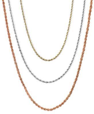 18 22 Diamond Cut Rope Chain Necklace 2 1 2mm In 14k Gold White Gold Or Rose Gold Product Image