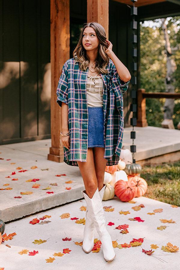 Comfy Glam Flannel Tunic in Hunter Green product image