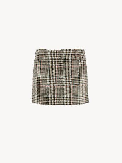 Tailored mini skirt in Prince of Wales wool Product Image