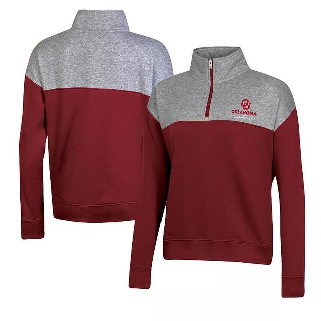 Womens Champion Crimson Oklahoma Sooners Color-Blocked Quarter-Zip Sweatshirt Product Image