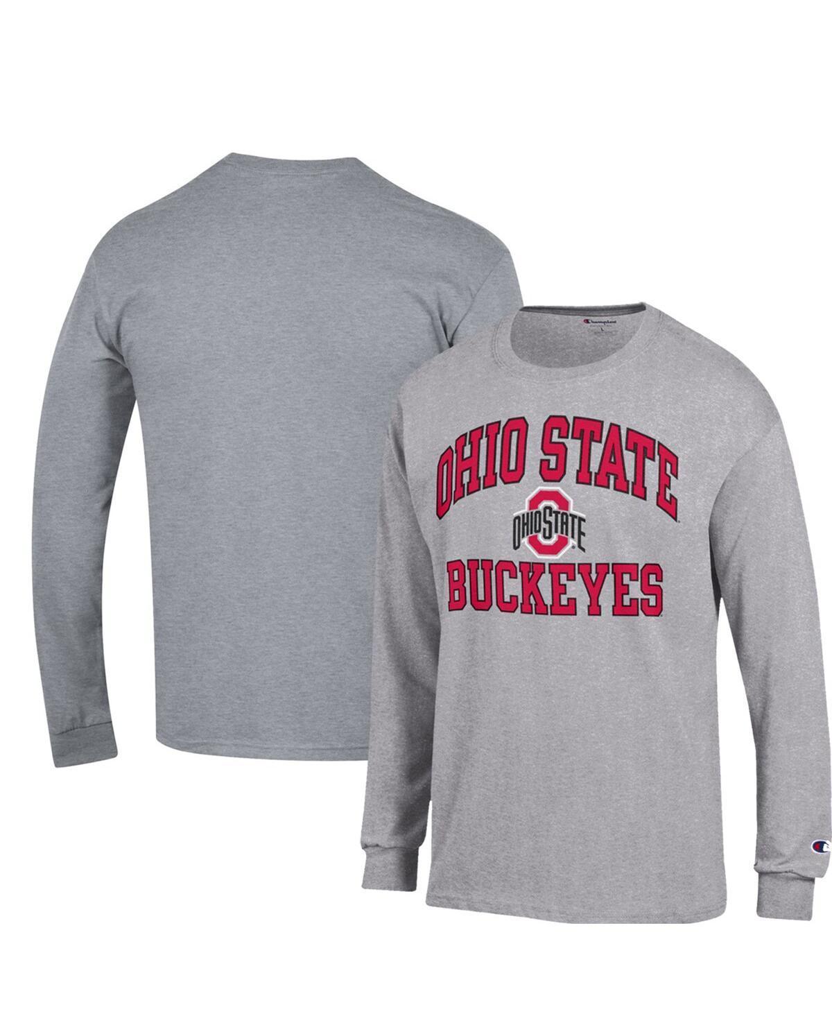 Mens Champion Heather Gray Ohio State Buckeyes High Motor Long Sleeve T-Shirt Grey Product Image