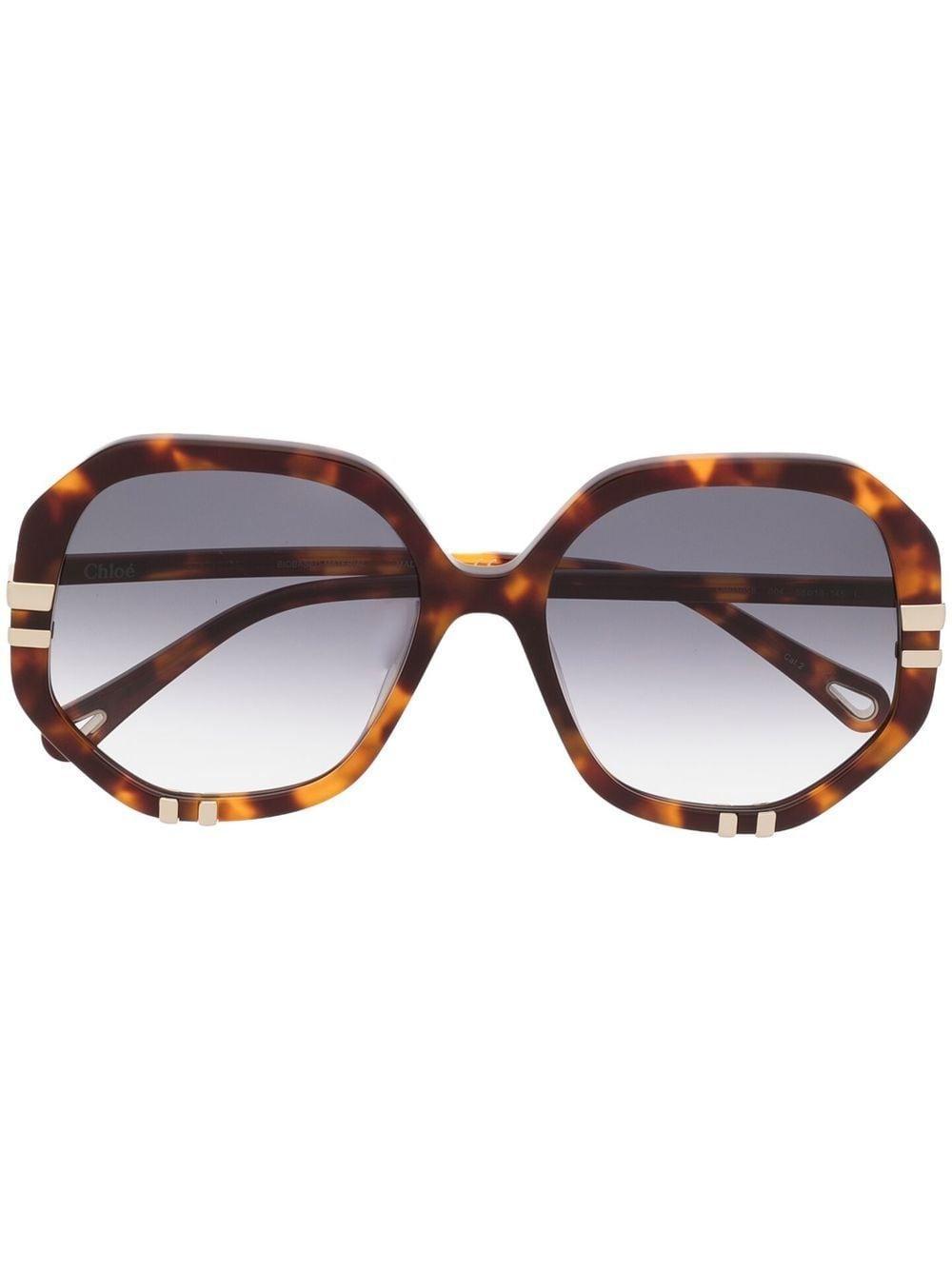 Tortoise-shell Geometric Sunglasses In Brown product image