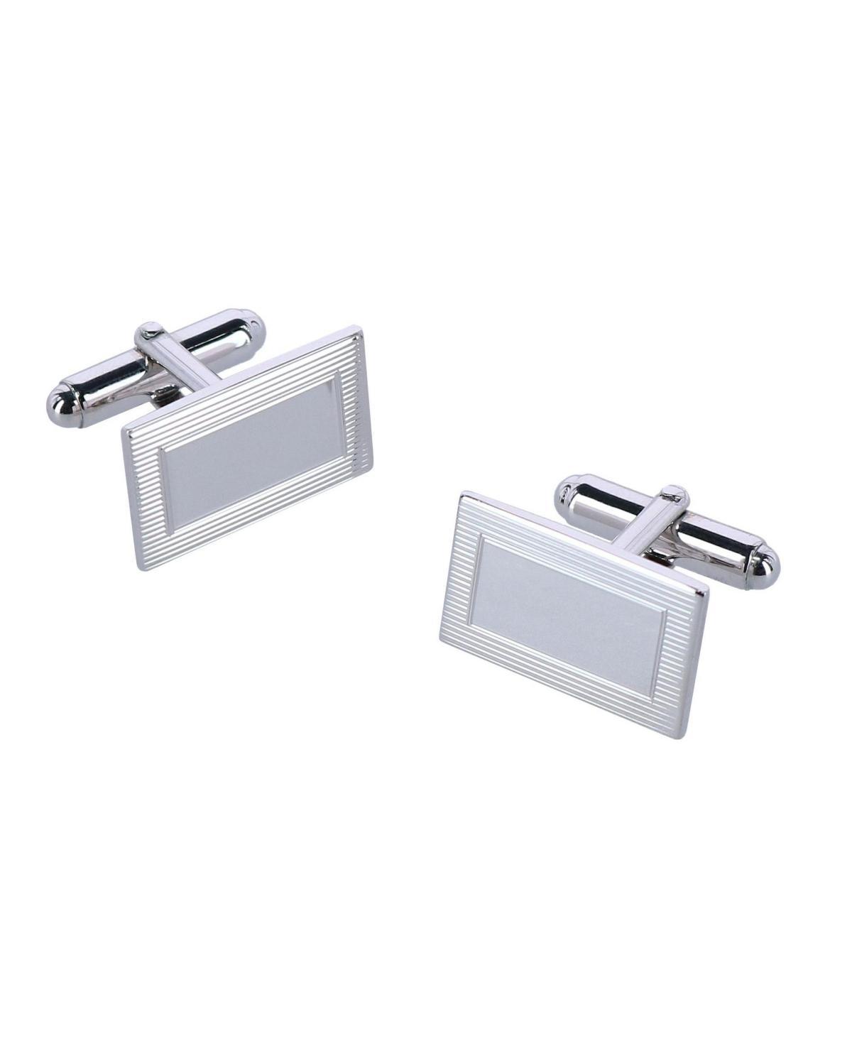 Trafalgar Sterling Silver Rectangle Engine Turned Cufflinks Product Image