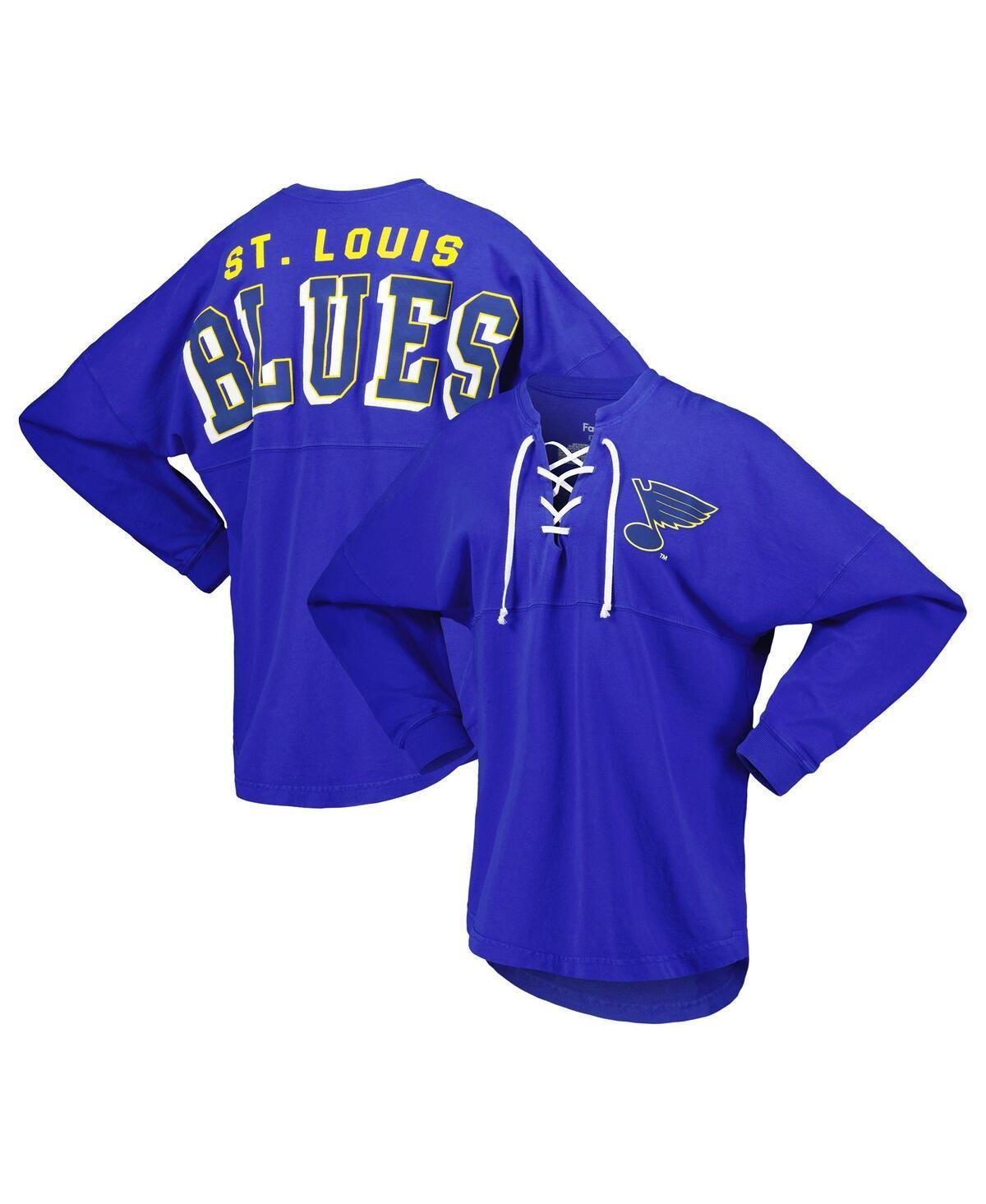 Womens Fanatics Blue St. Louis Blues Spirit Lace-Up V-Neck Long Sleeve Jersey T-shirt Product Image