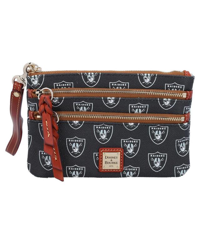 Womens Dooney & Bourke Las Vegas Raiders Signature Triple-Zip Wristlet - Black Product Image