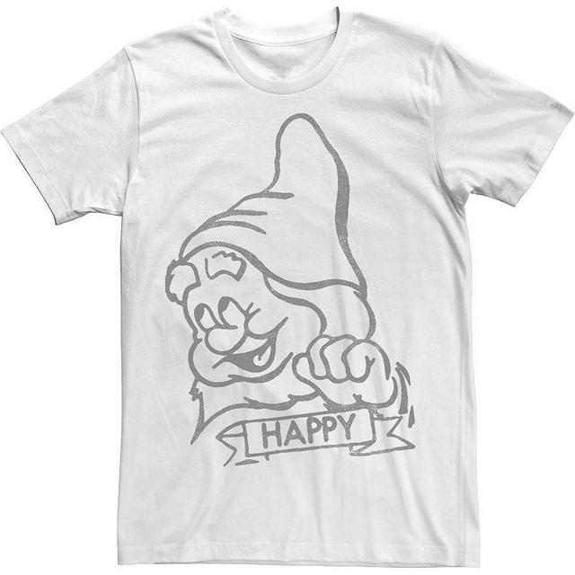 Mens Disney Snow Happy Line Art Big Face Tee Product Image