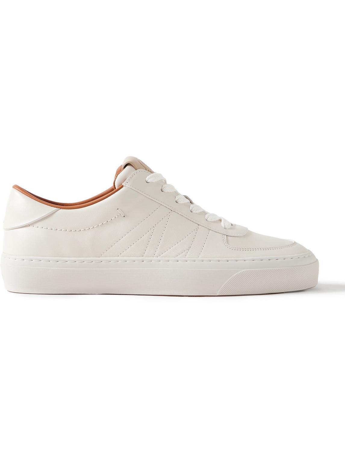 MONCLER Monaco Leather Sneakers In Neutrals Product Image