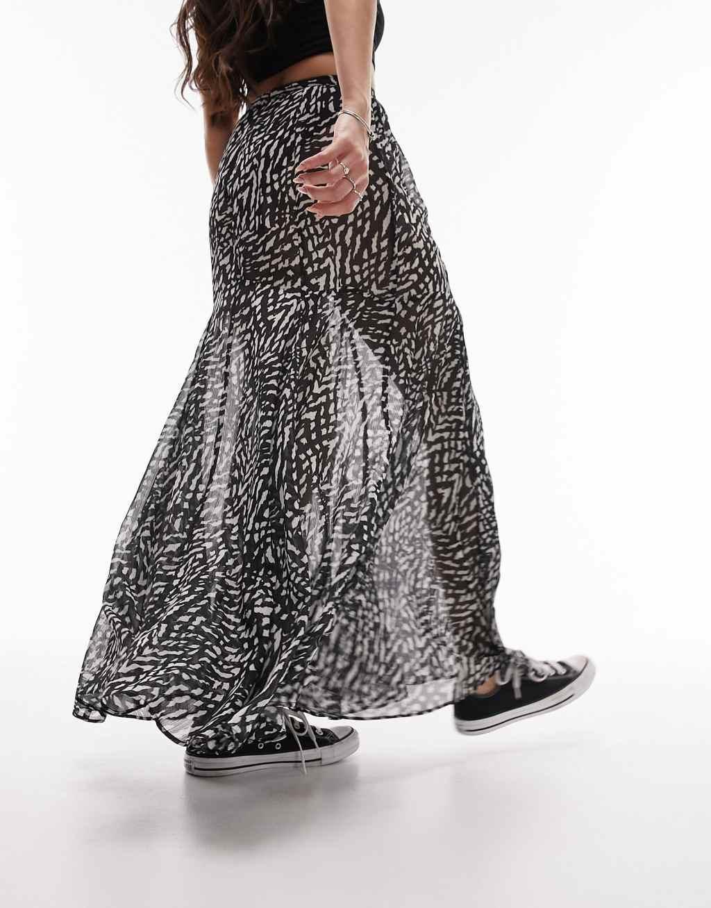 Topshop printed sheer maxi skirt Product Image