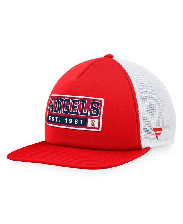 Mens Majestic /White Los Angeles Angels Foam Trucker Snapback Hat Product Image