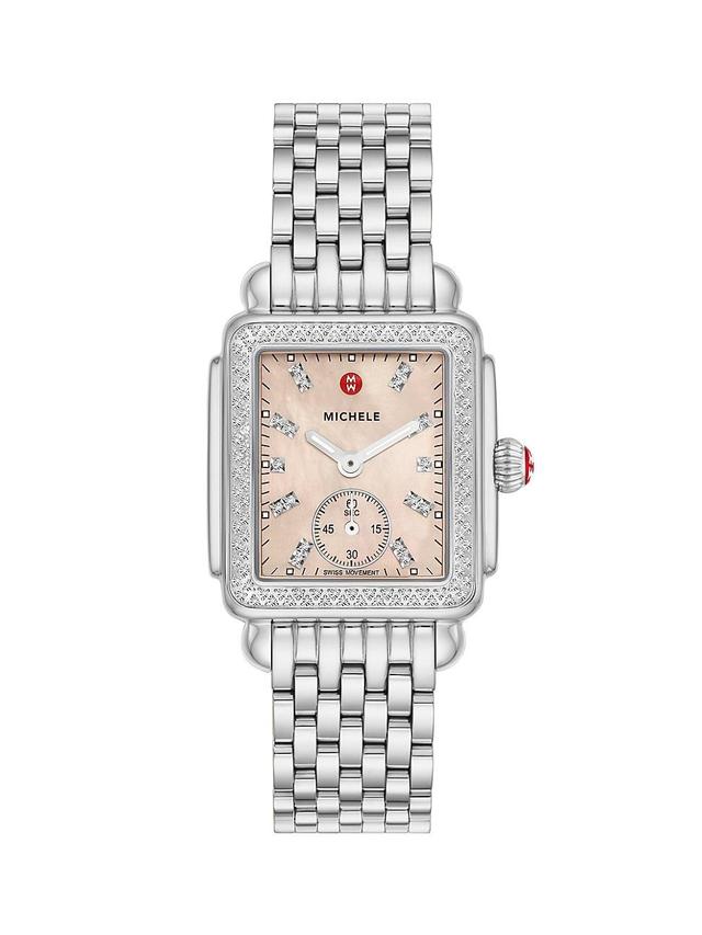 Womens Deco Mid Stainless Steel, Mother-Of-Pearl & Diamond Bracelet Watch/29MM x 31MM Product Image