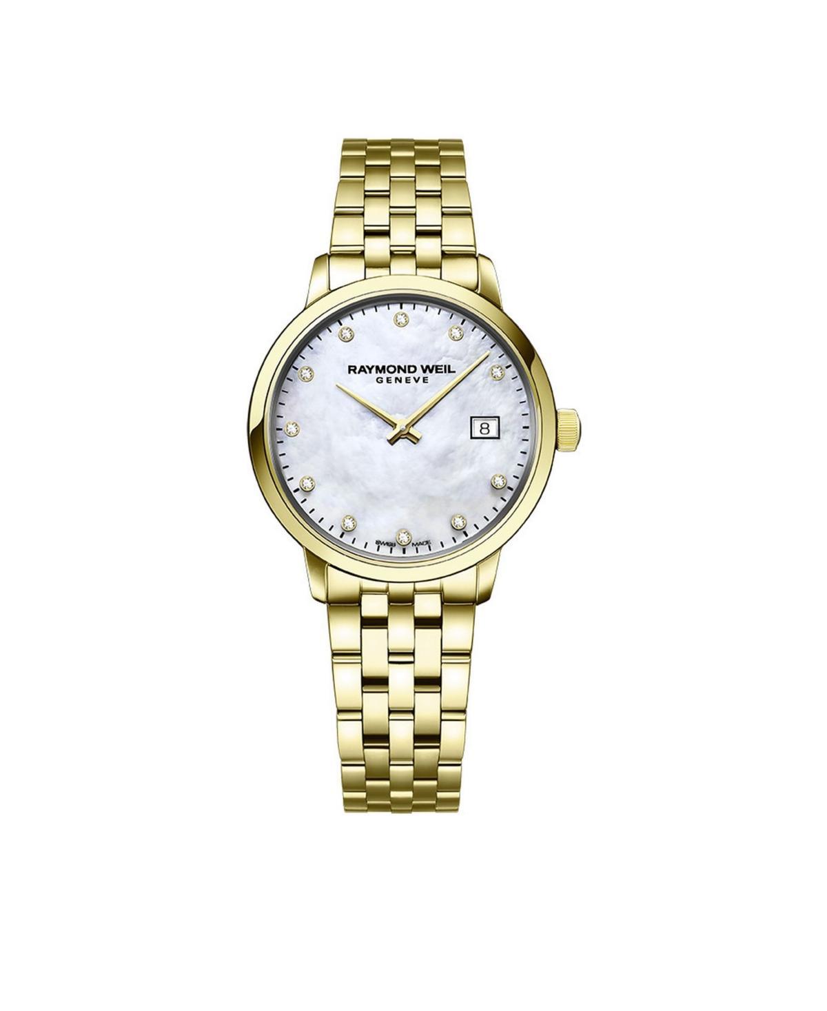 Raymond Weil Womens Swiss Toccata Diamond-Accent Gold-Tone Stainless Steel Bracelet Watch 29mm Product Image