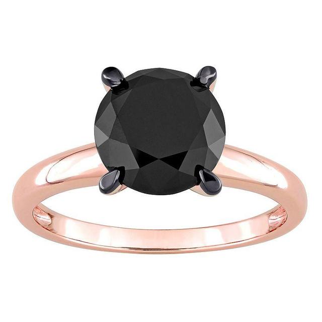 Stella Grace 14k Rose Gold 3 Carat T.W. Black Diamond Solitaire Engagement Ring, Womens Product Image