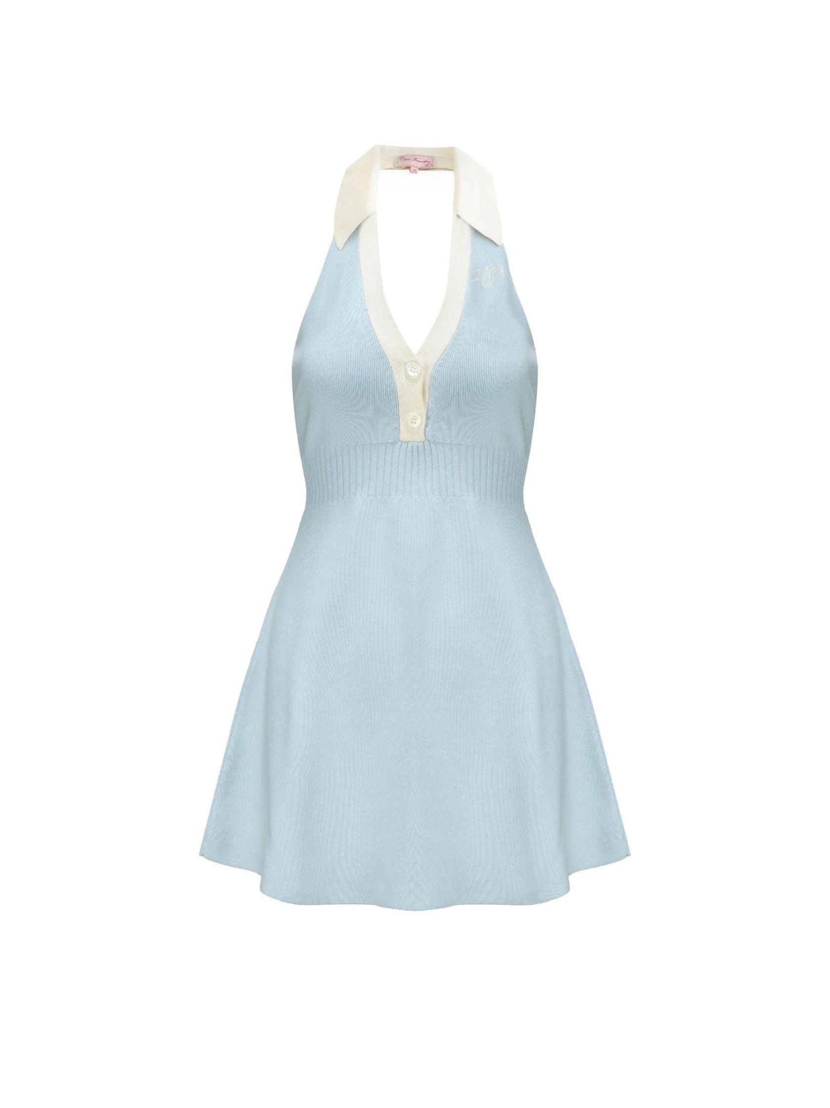 Samantha Knit Dress (Blue) Product Image