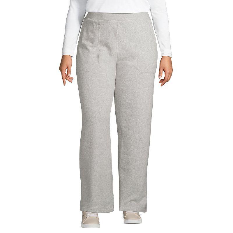 Plus Size Lands End Serious Sweats Wide-Leg Pants, Womens Gray Grey Product Image