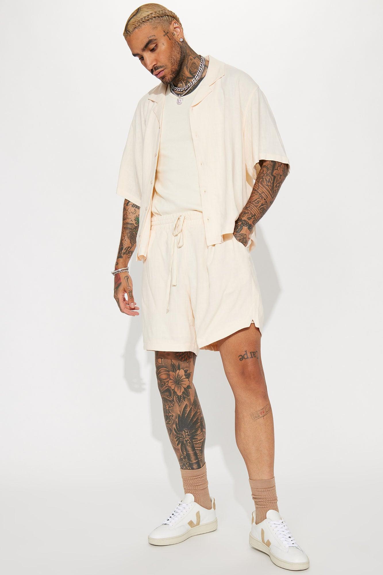 Can't Quit Textured Linen Button Up Shirt - Cream Product Image