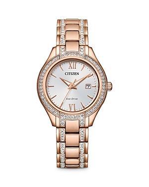 Citizen Eco-Drive Womens Silhouette Crystal Stainless Steel Bracelet Watch 30mm Product Image