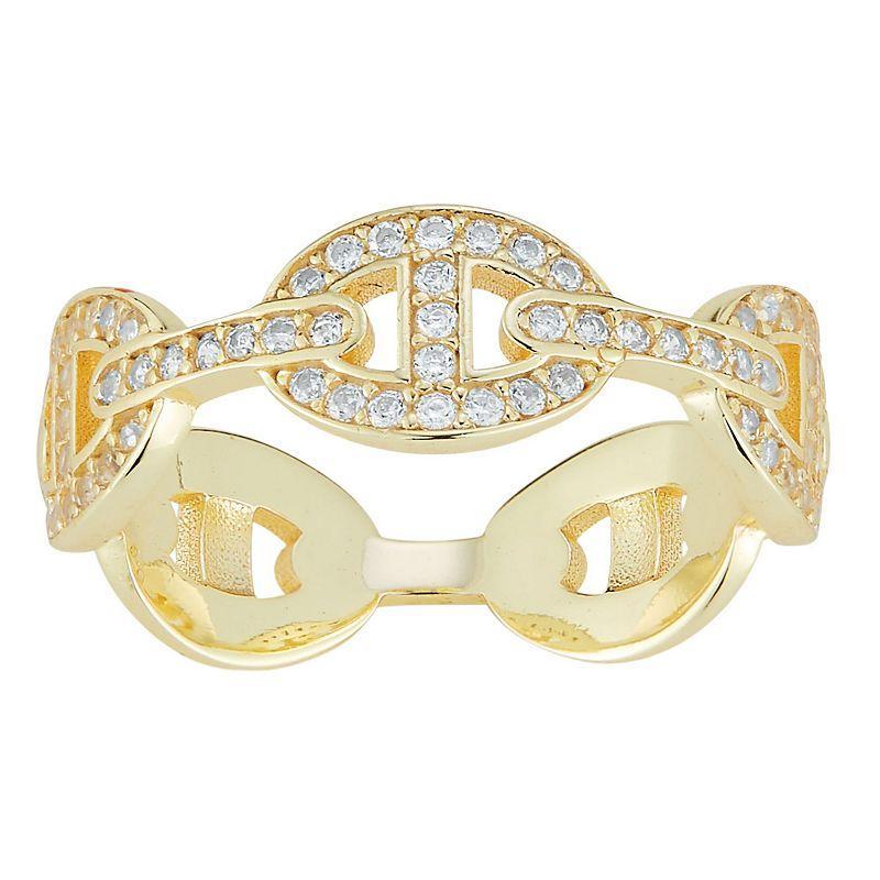 Sunkissed Sterling Cubic Zirconia Mariner Link Ring, Womens Gold Tone Product Image