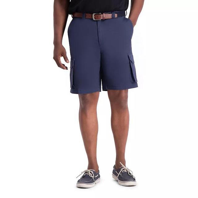 Mens Haggar 10 Straight-Fit Stretch Cargo Flat-Front Shorts Blue Product Image