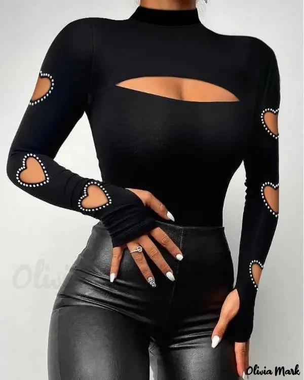 Olivia Mark – Beaded Cutout Long Sleeve Top Product Image