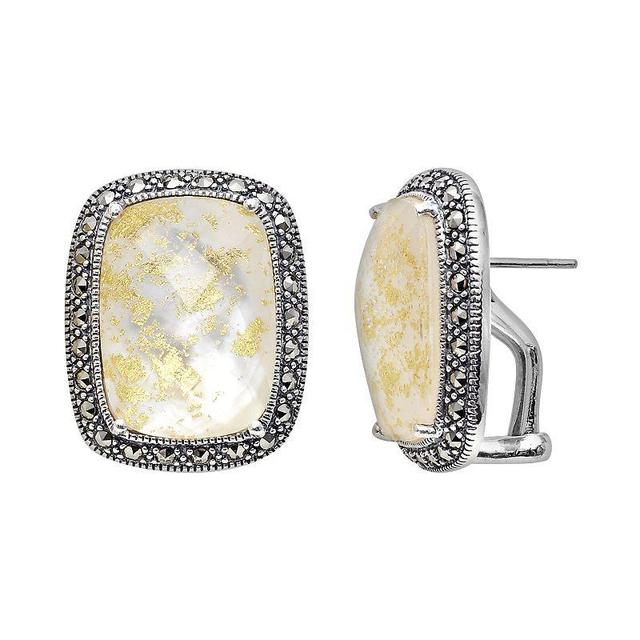 Lavish by TJM Sterling Silver Crystal & Mother-of-Pearl Doublet Frame Stud Earrings, Womens Product Image