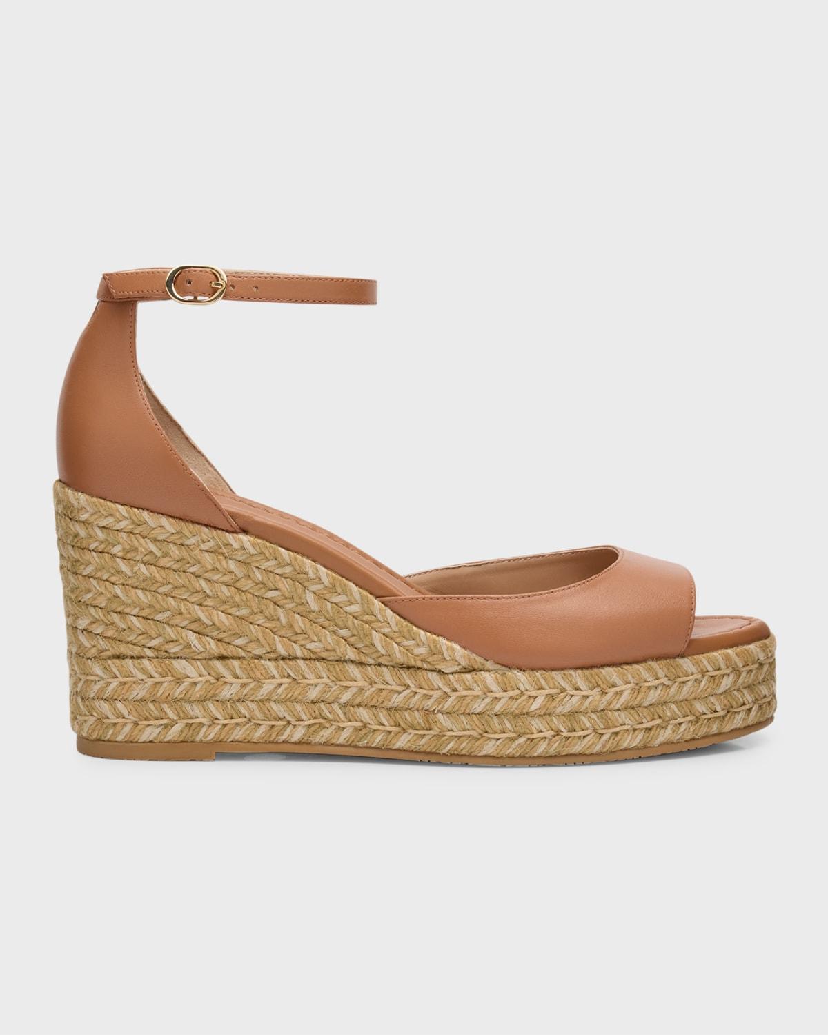Nudista Leather Ankle-Strap Wedge Espadrilles Product Image