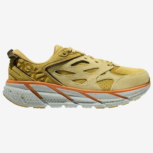 Hoka Mens HOKA Clifton L Suede - Shoes Gold/Green Product Image