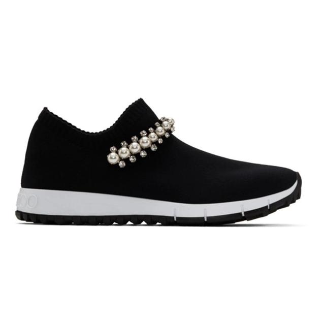 Black Crystal And Pearl Verona Sneakers In Black White Product Image