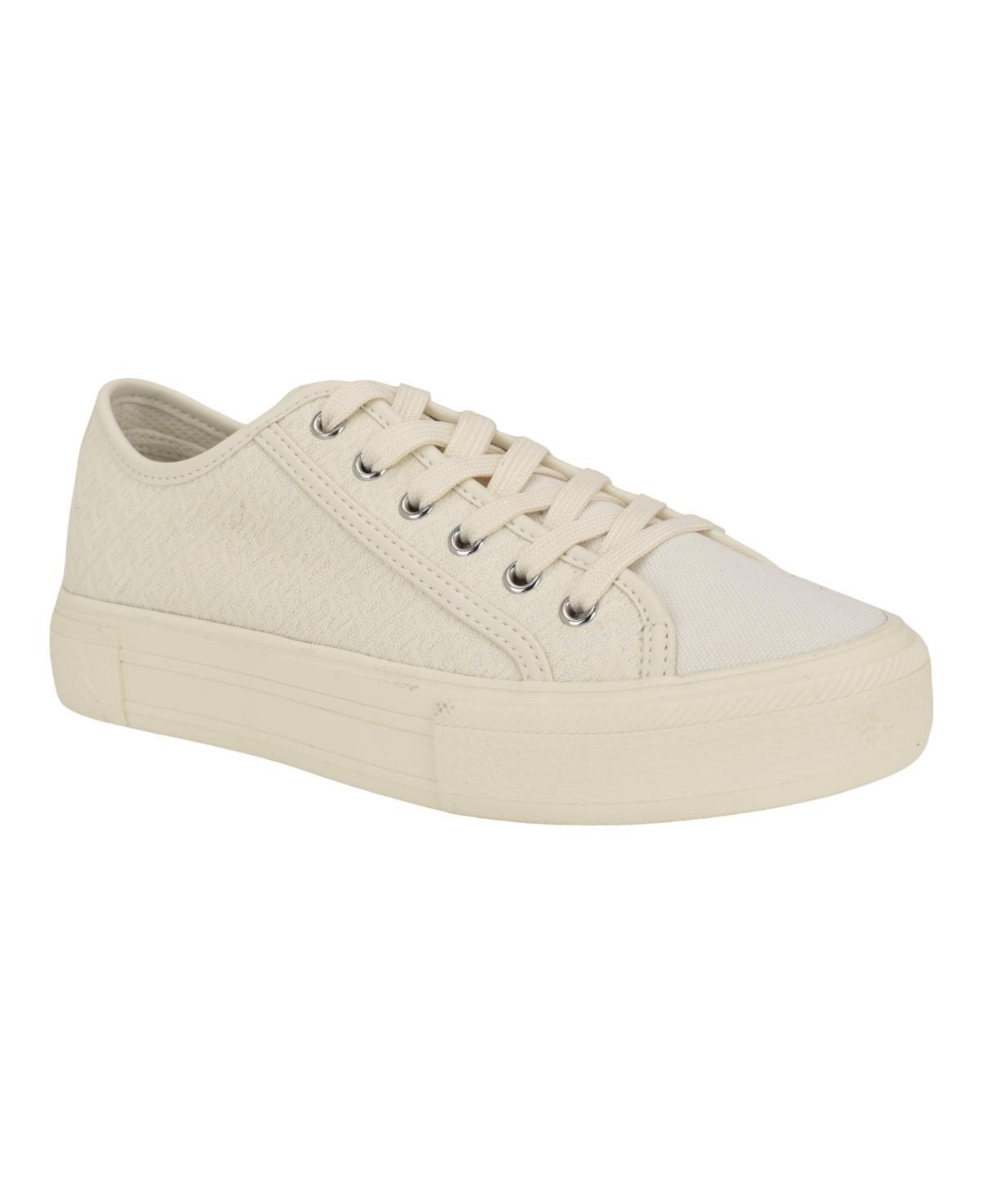 Tommy Hilfiger Womens Aquila Lace Up Sneakers - Medium Natural Product Image