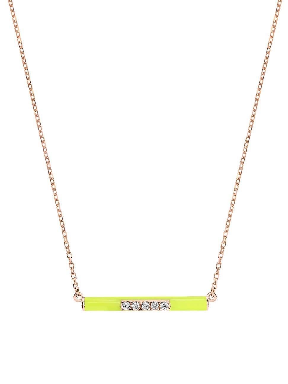 Womens Marbella 14K Rose Gold, Yellow Enamel, & Diamond Bar Pendant Necklace Product Image