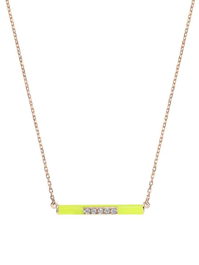 Womens Marbella 14K Rose Gold, Yellow Enamel, & Diamond Bar Pendant Necklace Product Image