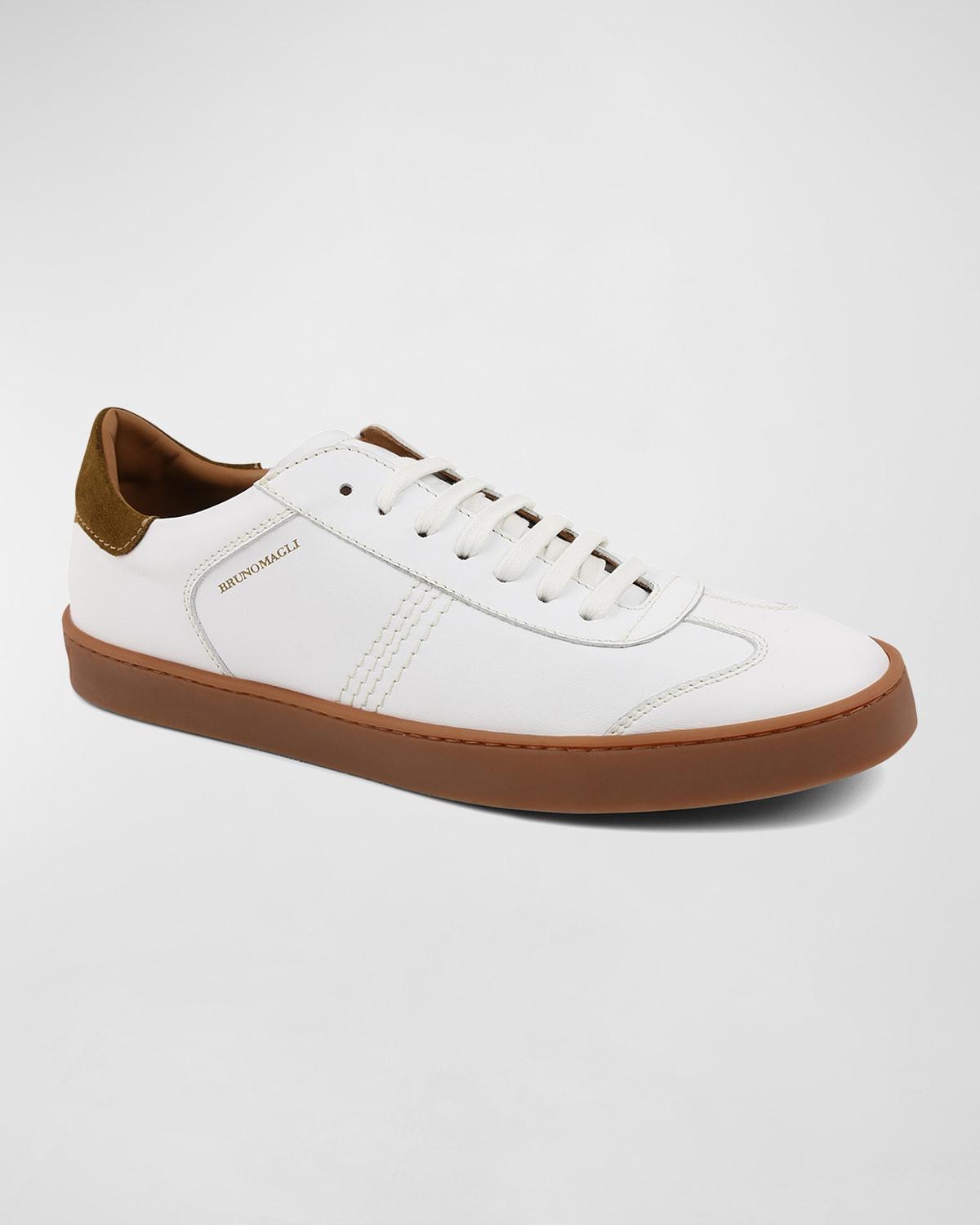 Men's Bono Calf Leather Low-Top Sneakers, White Product Image