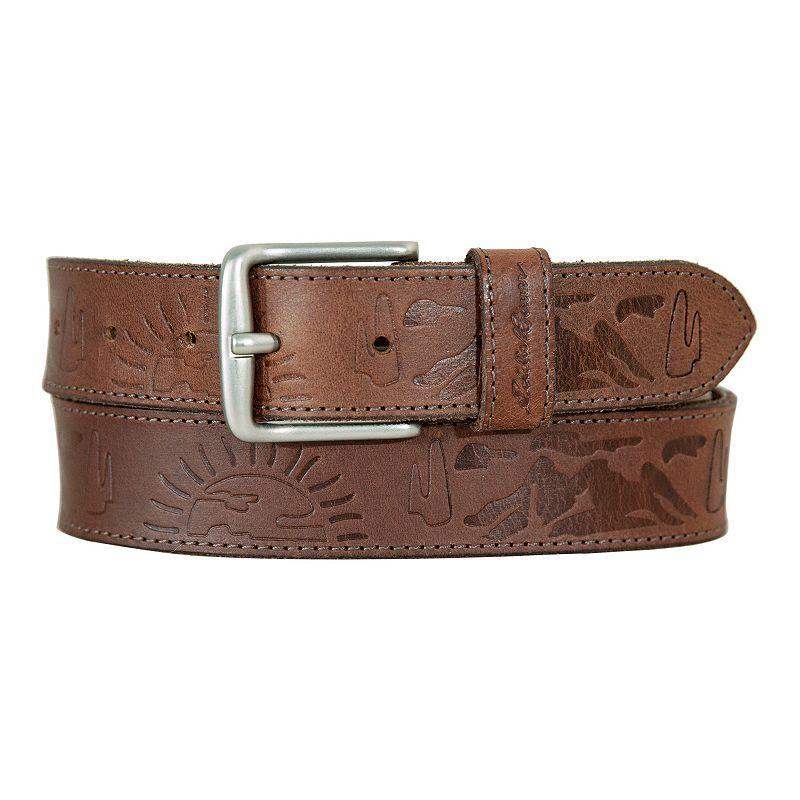 Mens Eddie Bauer 1.45-in. Debossed Logo Leather Belt Med Brown Product Image