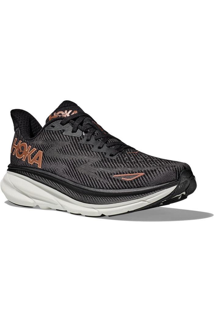 Women's Hoka Clifton 9 Wide Width in Black Copper Female Product Image