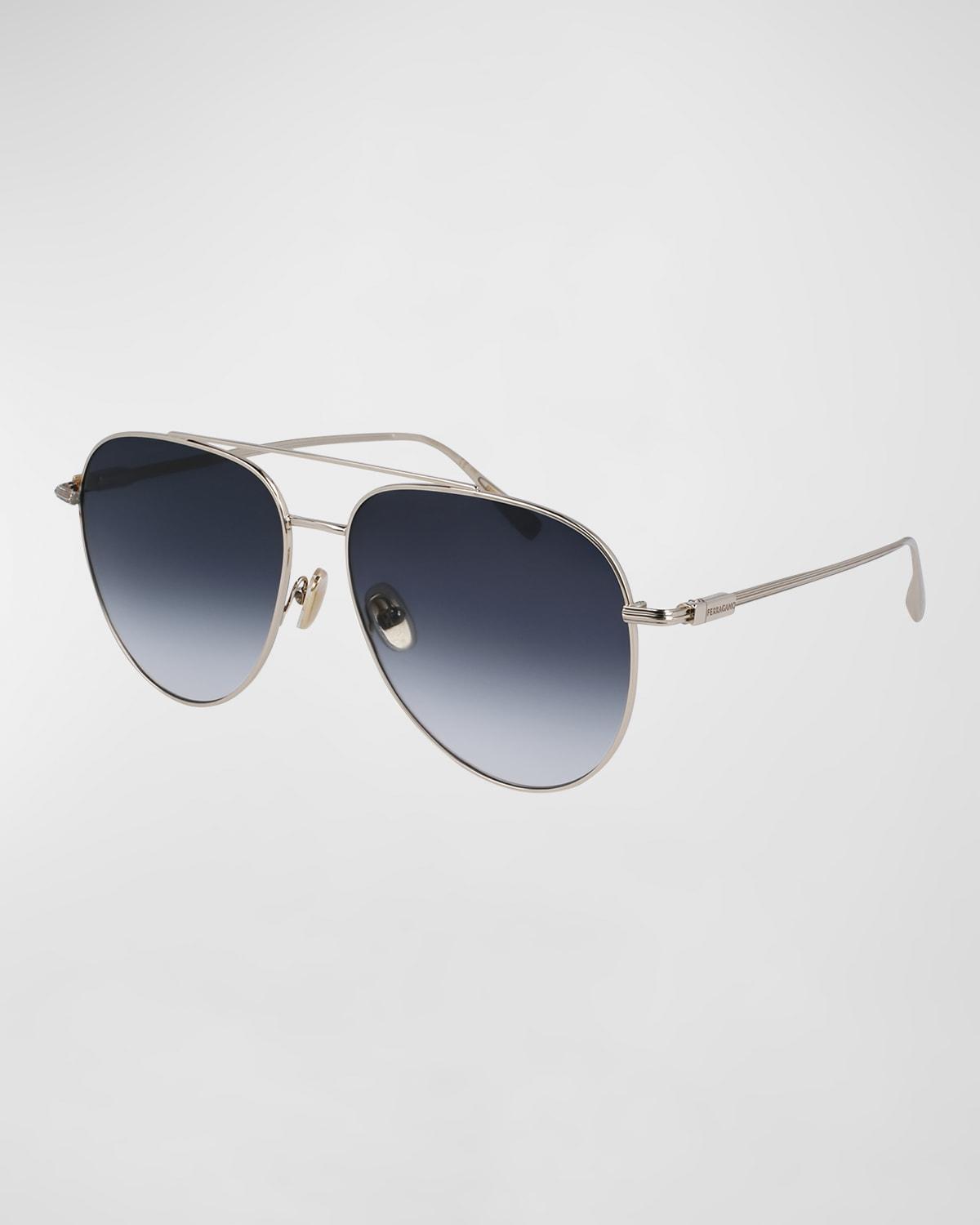 FERRAGAMO Gancini Evolution 61mm Aviator Sunglasses Product Image