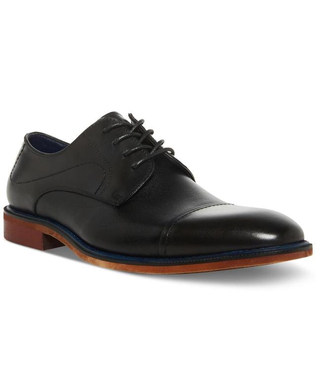 Steve Madden Mens Zane Tonal & Textured Leather Mid Oxford Dress Shoe Product Image