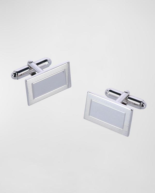 Trafalgar Sterling Silver Rectangle Engine Turned Cufflinks Product Image