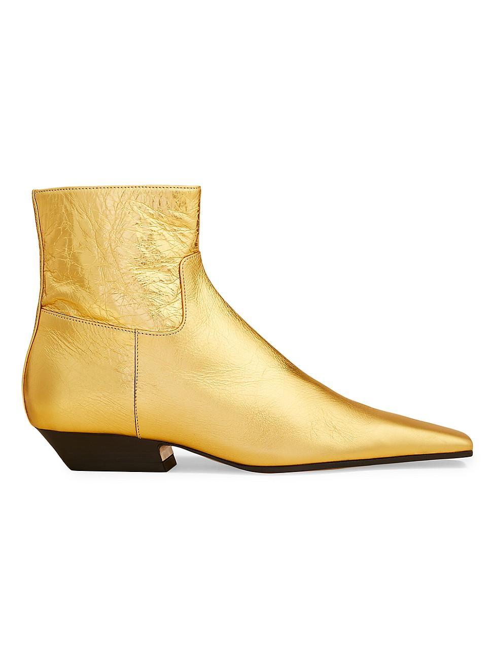 Womens Marfa Metallic Leather Ankle Booties Product Image