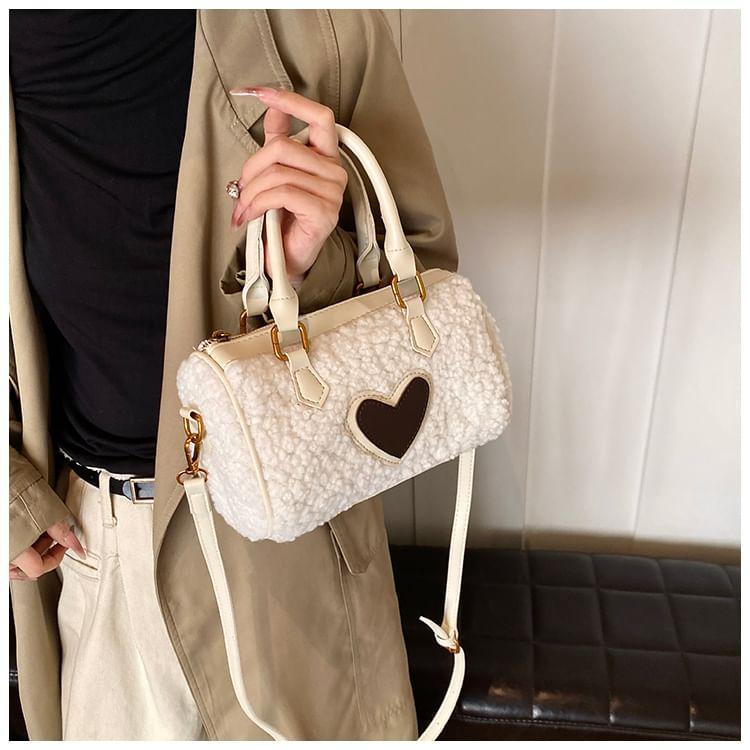 Fleece Heart Applique Crossbody Bag Product Image