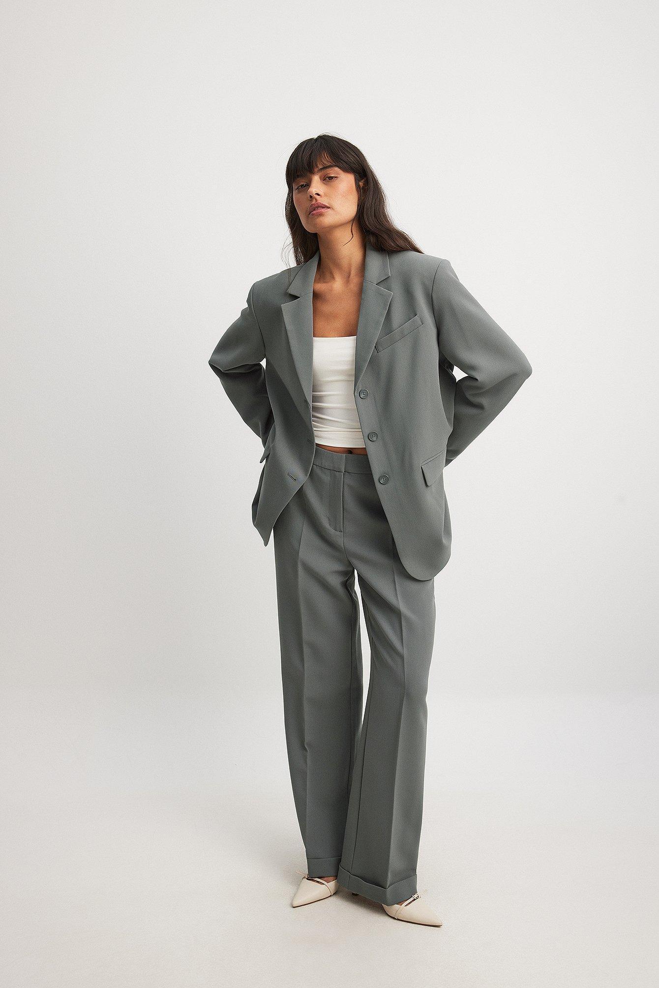 Tailored Mid Waist Suit Pants Product Image