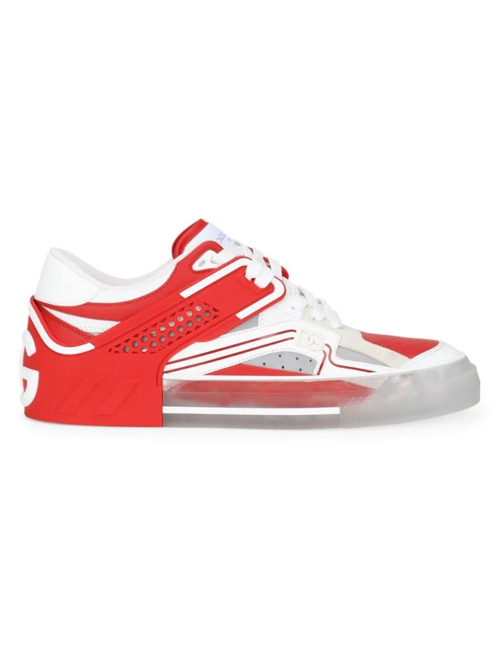 Transparent Cut-out Sneakers In Rosso Argento Product Image