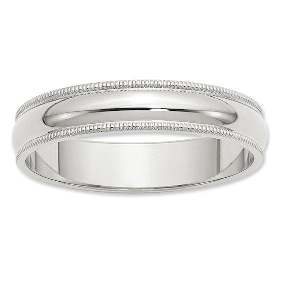 Men's 5.0mm Milgrain Edge Wedding Band in Sterling Silver Product Image