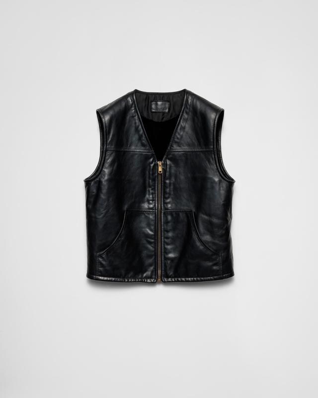 Leather and shearling vest Product Image