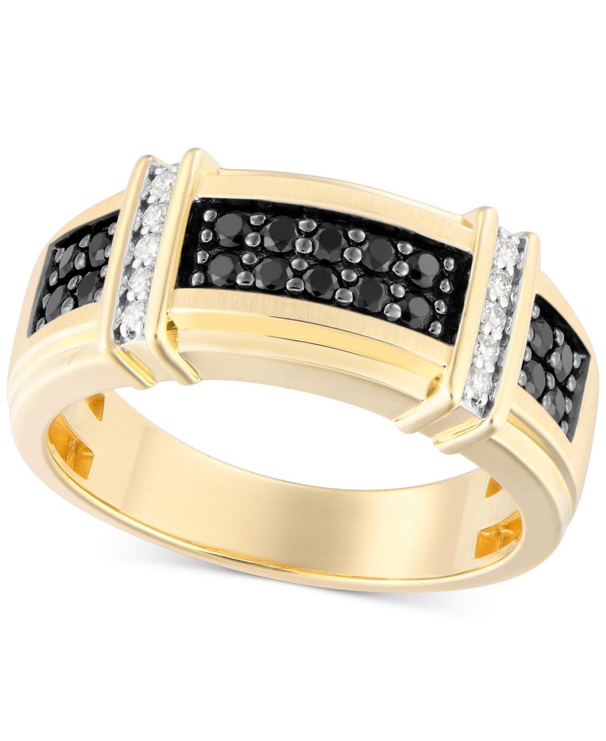 Mens Black & White Diamond Ring (1/2 ct. t.w.) in 10k Gold Product Image