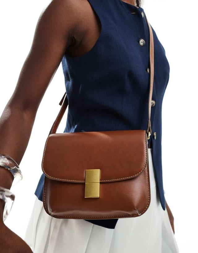 Mango cross body bag in brown Product Image