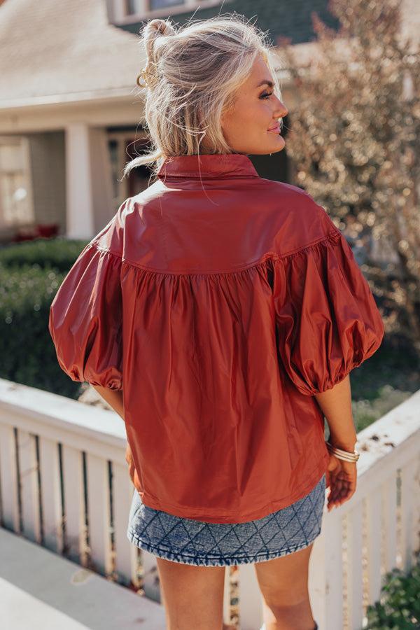 Fate Would Have It Faux Leather Top in Rust Product Image