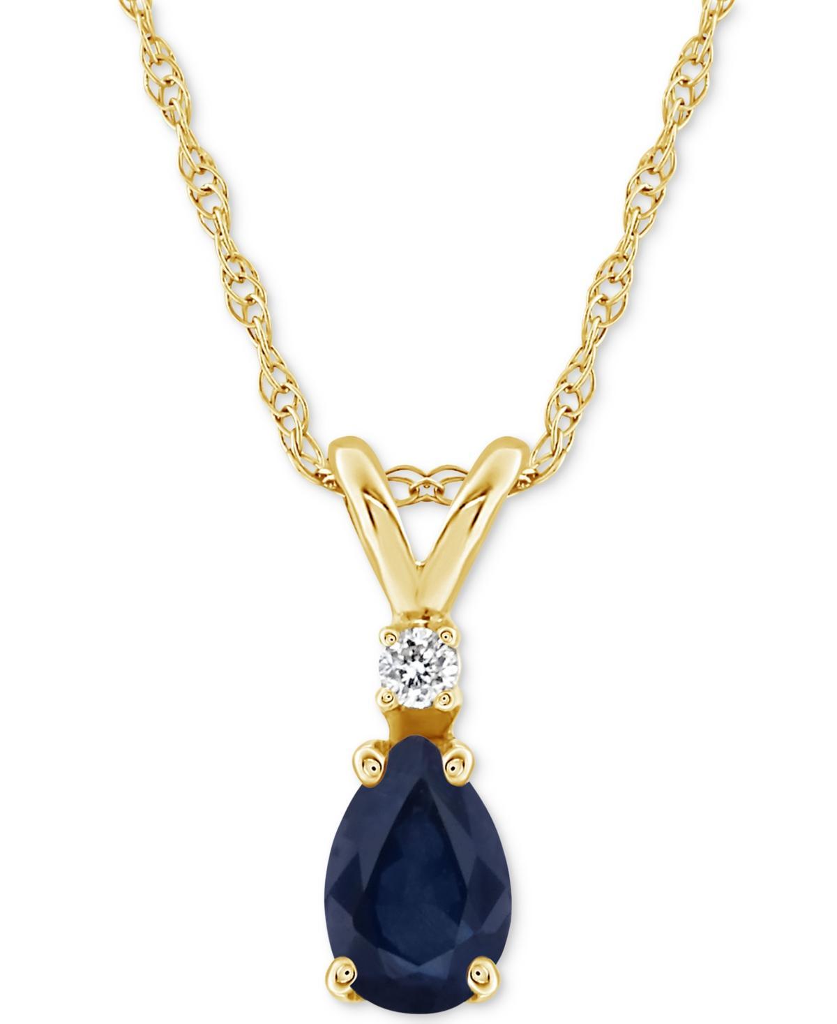 Celebration Gems 14K Yellow Gold Pear-Shaped Gemstone & Diamond-Accent Pendant Necklace, Womens Red Product Image