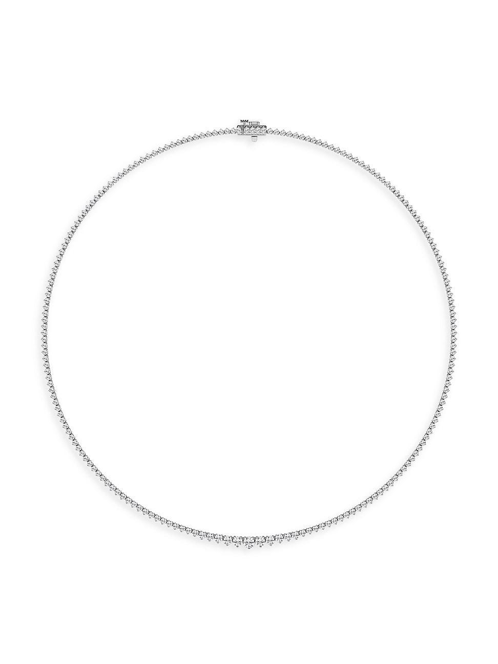 Womens Platinum & Lab-Grown Diamond Tennis Necklace Product Image